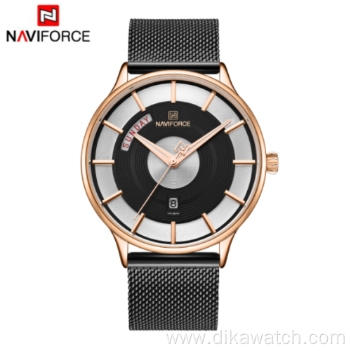 NAVIFORCE 3007 foreign trade new fashion personality watch stainless steel mesh band quartz watch